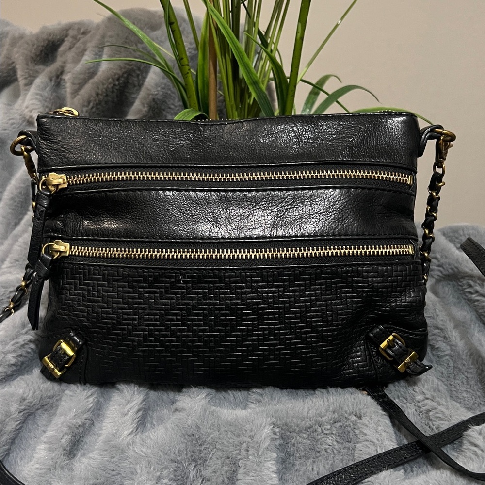 Elliott Lucca Messina Black Leather Crossbody Bag EUC Retail $90